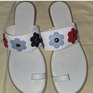 Michael Kors White Sandals with Floral Accents